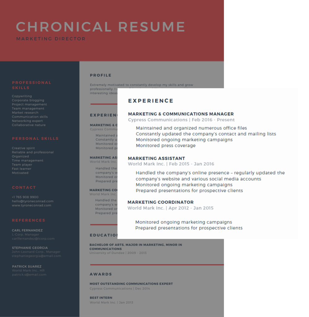 วิธีทำเรซูเม่ (Resume/CV) - เรซูเม่แบบเรียงประวัติการทำงานตามเวลา (Chronical Resume)